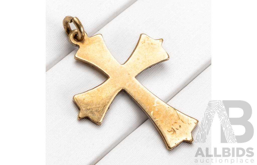 9ct Vintage Cross Pendant, 24mm, 1.09 Grams