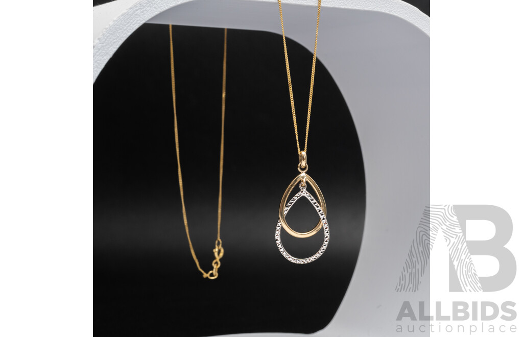 Michael Hill 10ct double drop Pendant, White/yellow Gold, 1.29 Grams