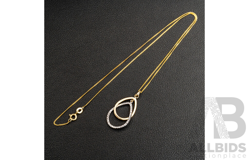 Michael Hill 10ct double drop Pendant, White/yellow Gold, 1.29 Grams