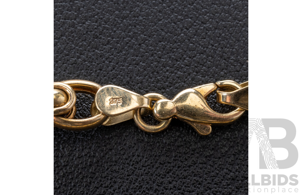 9ct Vintage Fancy Belcher Link Bracelet, 20cm, 8.50 Grams