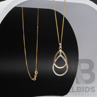 Michael Hill 10ct double drop Pendant, White/yellow Gold, 1.29 Grams