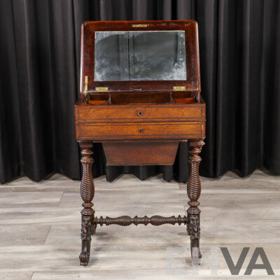 Victorian Flame Mahogany Lift Top Sewing Box