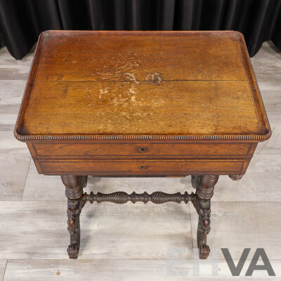 Victorian Flame Mahogany Lift Top Sewing Box