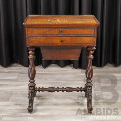 Victorian Flame Mahogany Lift Top Sewing Box