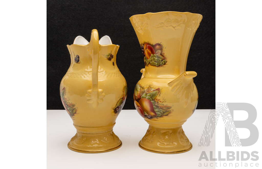 Aynsley Limited Edition Ceramic Crown Flower Pitcher with Millennium Thistle Vase