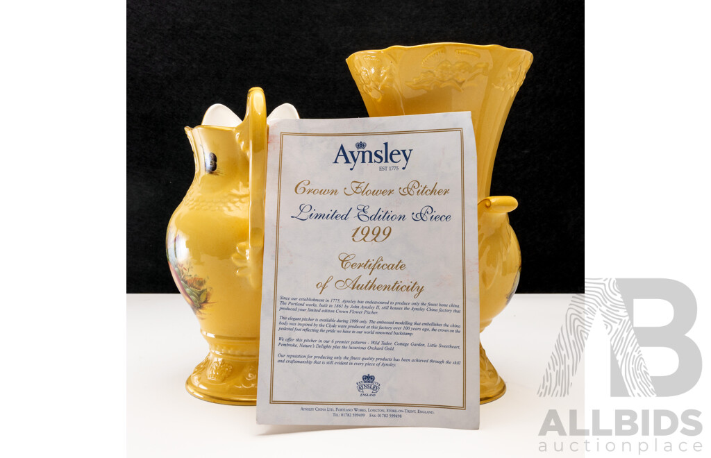 Aynsley Limited Edition Ceramic Crown Flower Pitcher with Millennium Thistle Vase