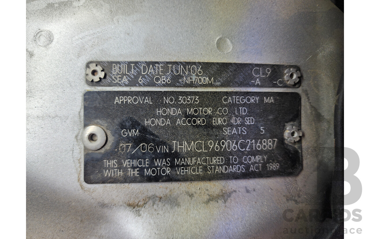 7/2006 Honda Accord EURO Luxury MY06 UPGRADE 4d Sedan Silver 2.4L