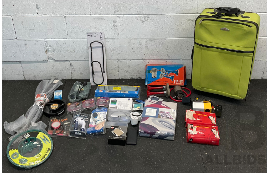 Assorted Household Items Includes Suitcase, Quilt Cover, Car Door Seals for Afra Romeo 30 and More
