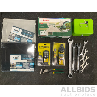 Assorted Tools and Storage Solution, Including BOSH Easy Shear, STANLEY and More Assorted Tools and Storage Solution, Including BOSH Easy Shear, STANLEY and More
