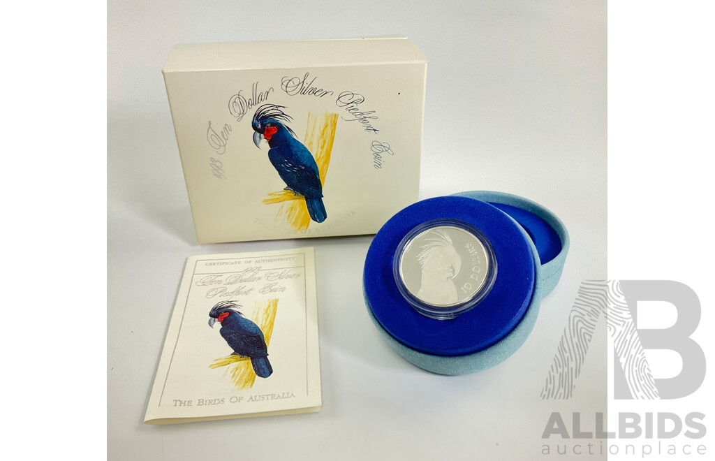 Australian RAM 1993 Ten Dollar Silver Piedfort Coin, Palm Cockatoo .925
