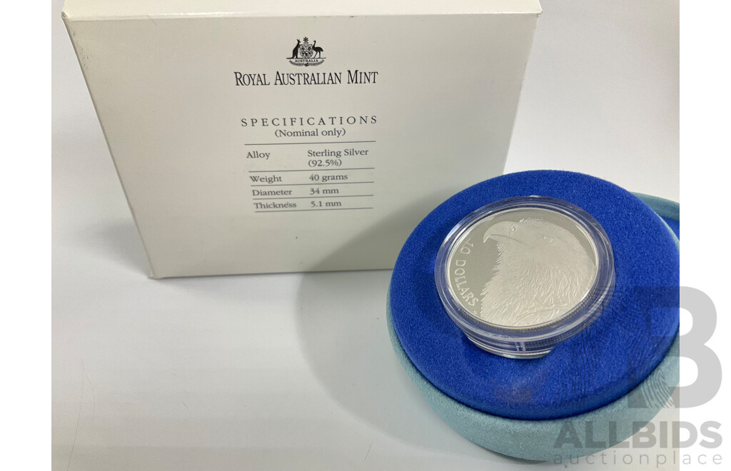 Australian RAM 1994 Five Dollar Silver Piedfort Coin, Wedge Tailed Eagle Coin .925