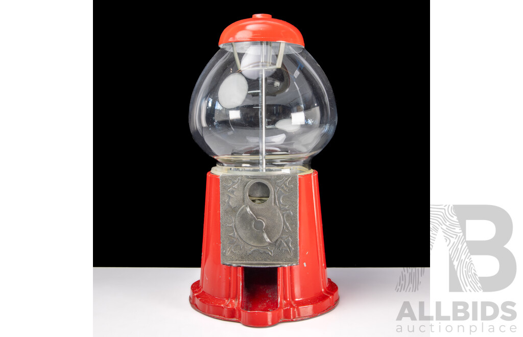 Painted Cast Metal and Glass Gumball Machine