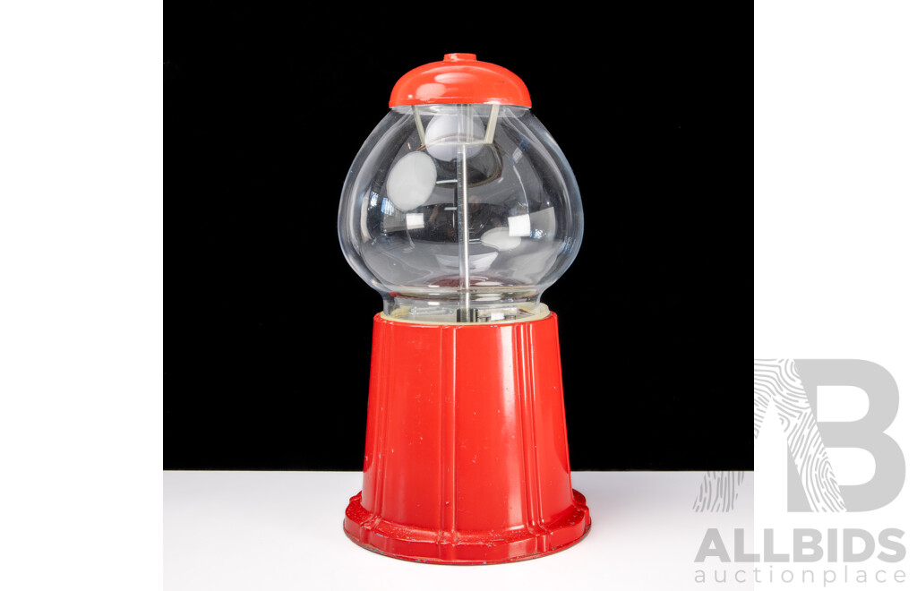 Painted Cast Metal and Glass Gumball Machine
