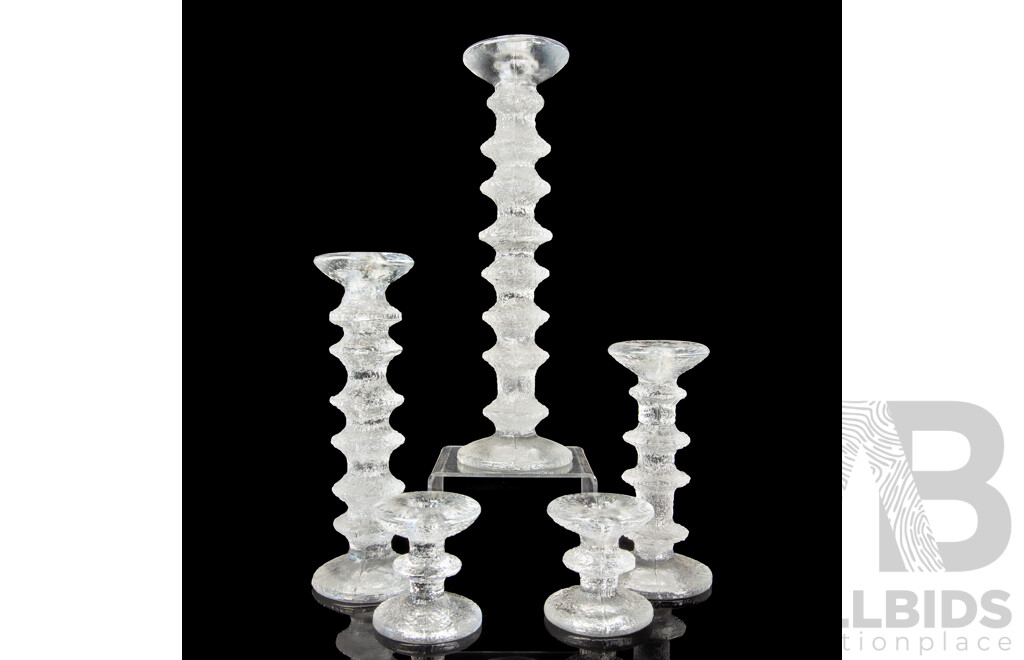 Good Collection of Vintage Graduating Iittala Festivo Glass Candlesticks Designed by Timo Sarpenava