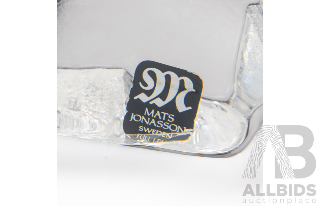Large Mats Jonasson Sweden Lead Crystal Paper Weight with Seals