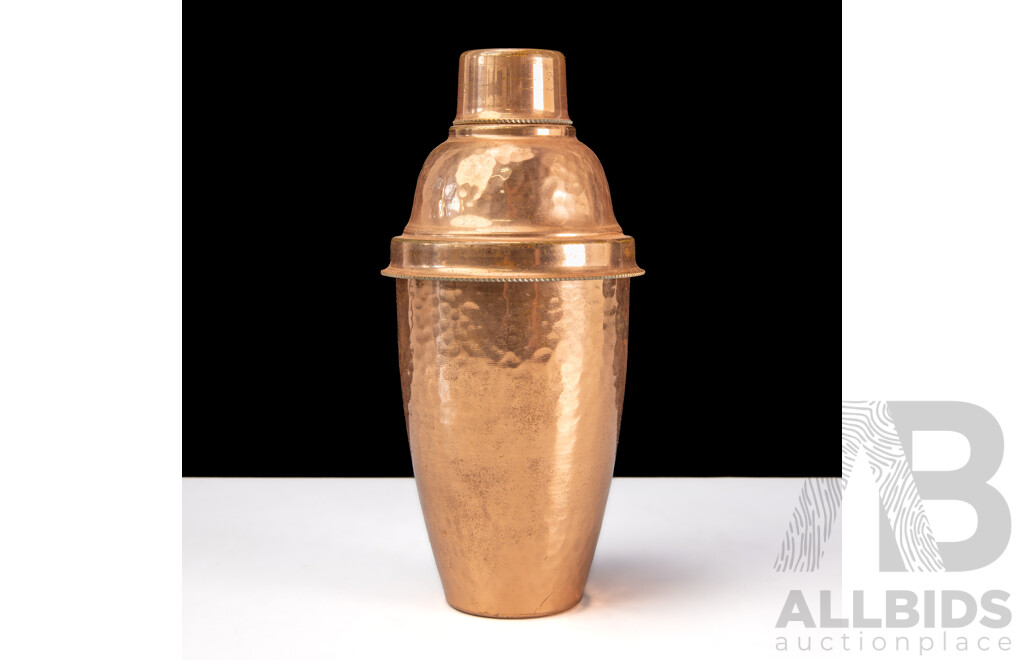 Vintage Copper Coloured Cocktail Shaker with a Hammered Finish