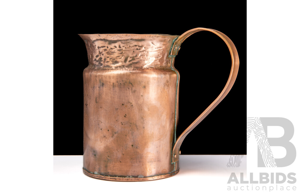 Antique Large Copper Tankard, Marked SGG