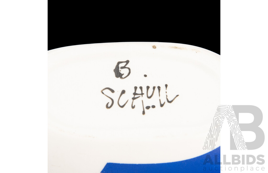 Retro Bottle Vase with Geometric Pattern, Signed B Schull