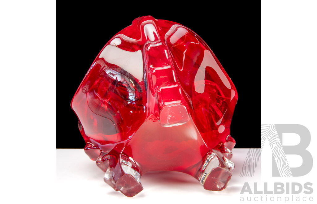 Vintage Ruby Art Glass Bowl