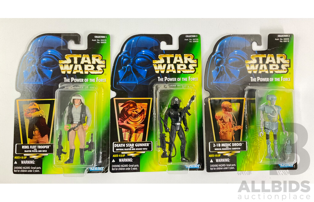 Three 1996 Kenner Star Wars The Power of the Force Figures, New Old Stock