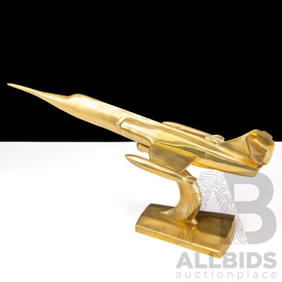 Vintage Cast Brass Fighter Jet Desk Ornament