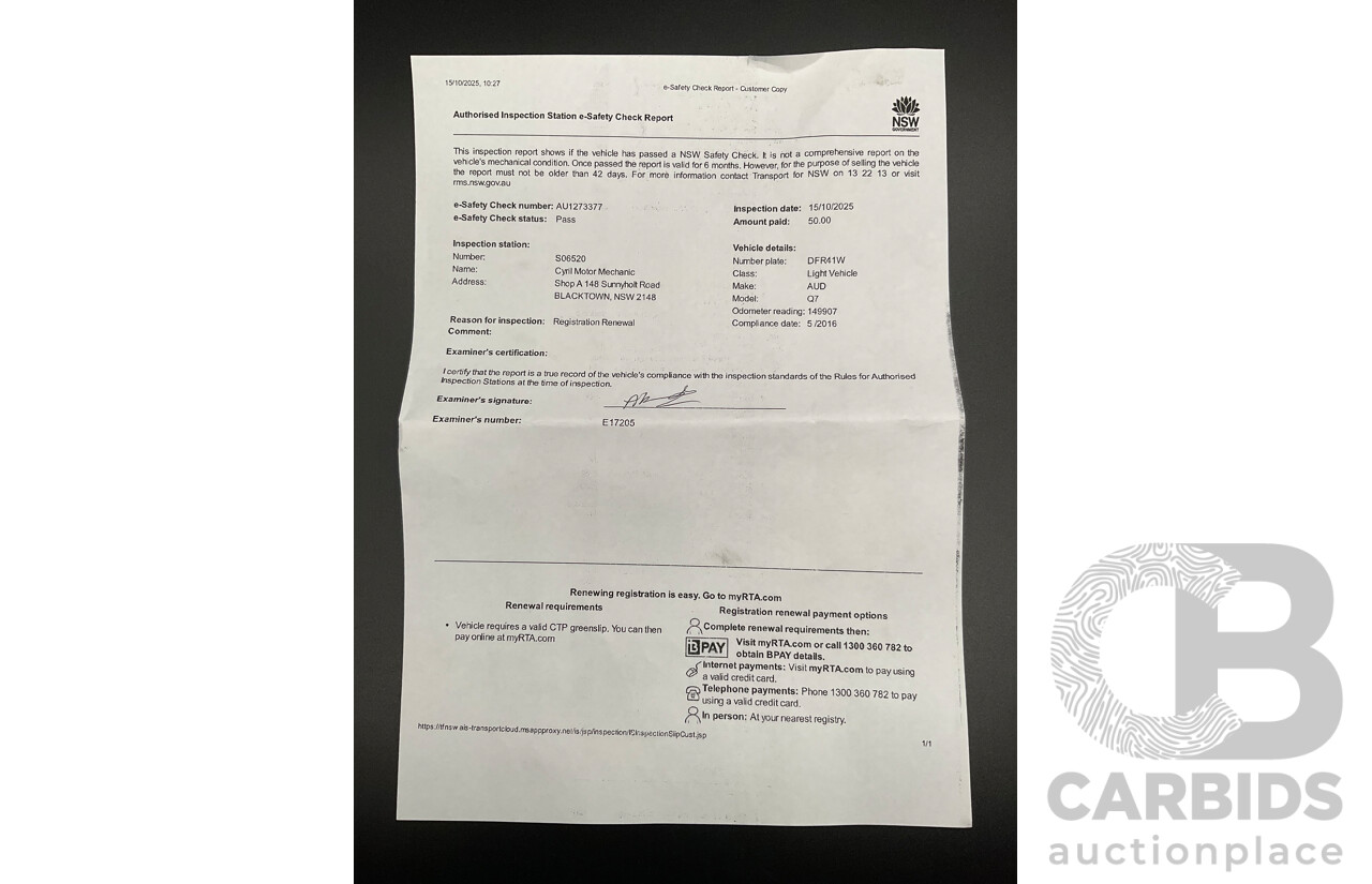 05/2016 Audi Q7 3.0 TDI Quattro (200kW AWD) 4M 4d Wagon Carrara White Turbo Diesel V6 3.0L - 7 Seater