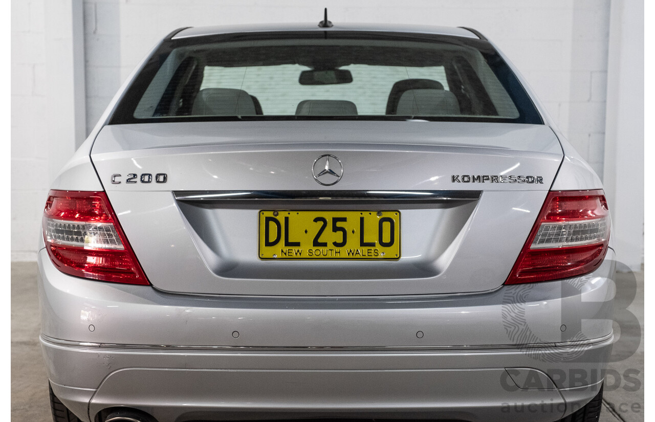 12/2008 Mercedes-Benz C200 Kompressor Avantgarde W204 4d Sedan Iridium Silver Metallic Supercharged 1.8L