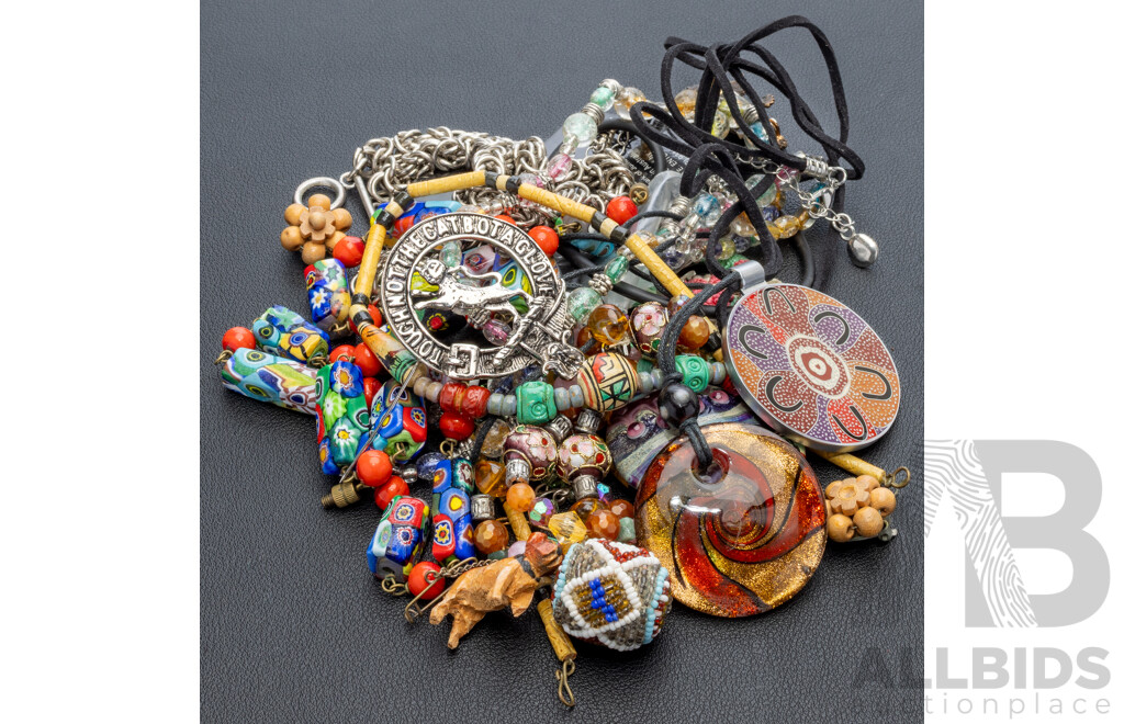 Collection of Vintage Jewellery Including Murano Glass, Cloisonné & Indigenous Designs with Eternal Love Rose Tone Watch (boxed)
