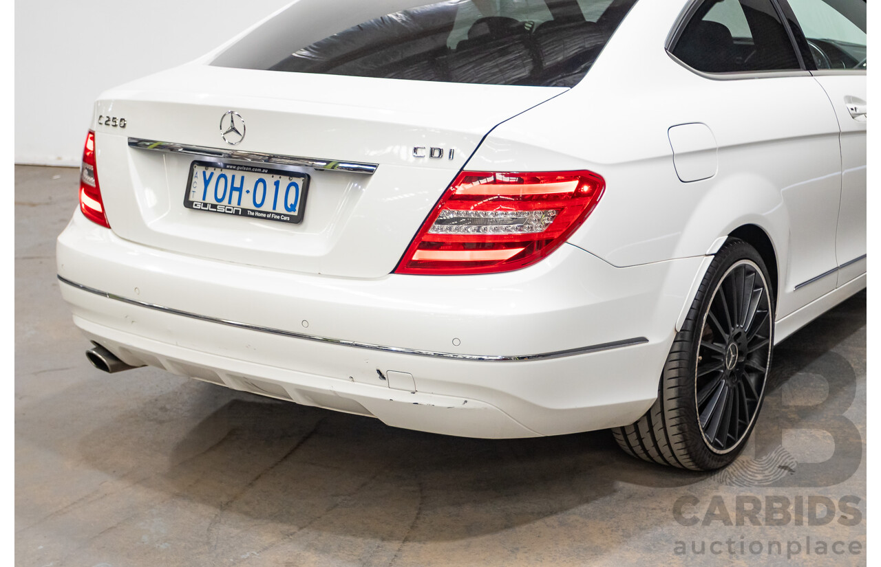 9/2012 Mercedes Benz C250 CDI Blue Efficiency W204 MY12 2d Coupe Polar White Twin Turbo Diesel 2.1L