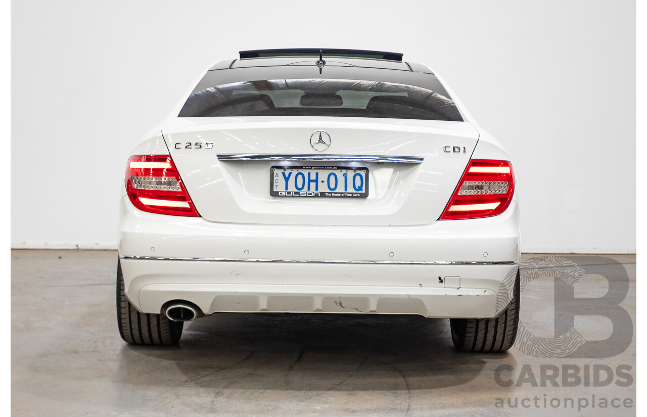 9/2012 Mercedes Benz C250 CDI Blue Efficiency W204 MY12 2d Coupe Polar White Twin Turbo Diesel 2.1L