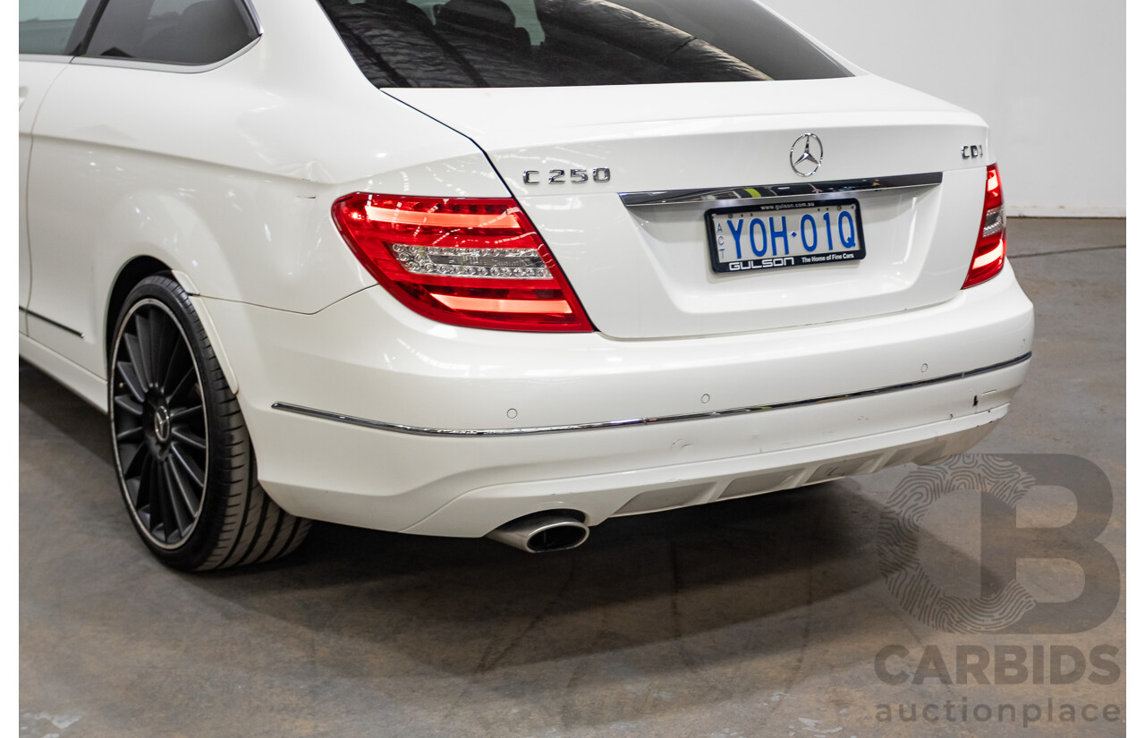 9/2012 Mercedes Benz C250 CDI Blue Efficiency W204 MY12 2d Coupe Polar White Twin Turbo Diesel 2.1L
