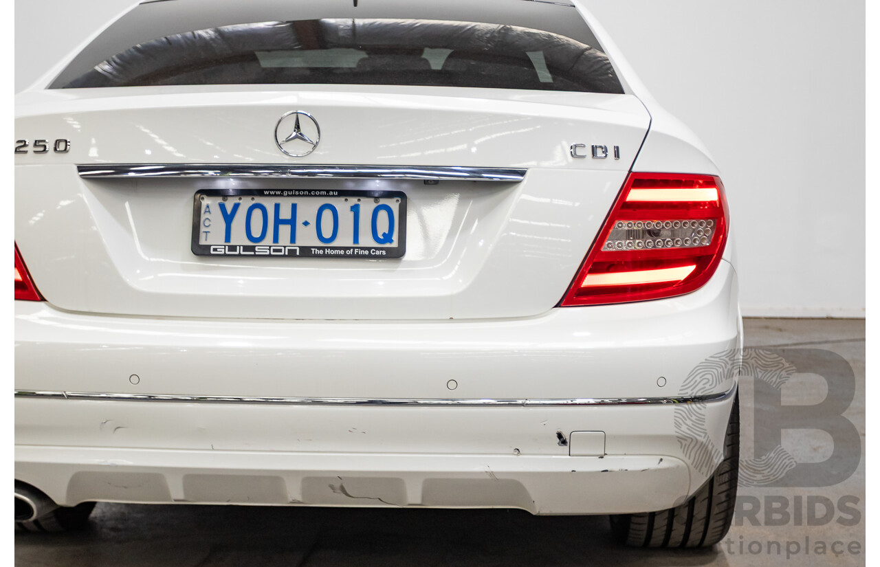 9/2012 Mercedes Benz C250 CDI Blue Efficiency W204 MY12 2d Coupe Polar White Twin Turbo Diesel 2.1L