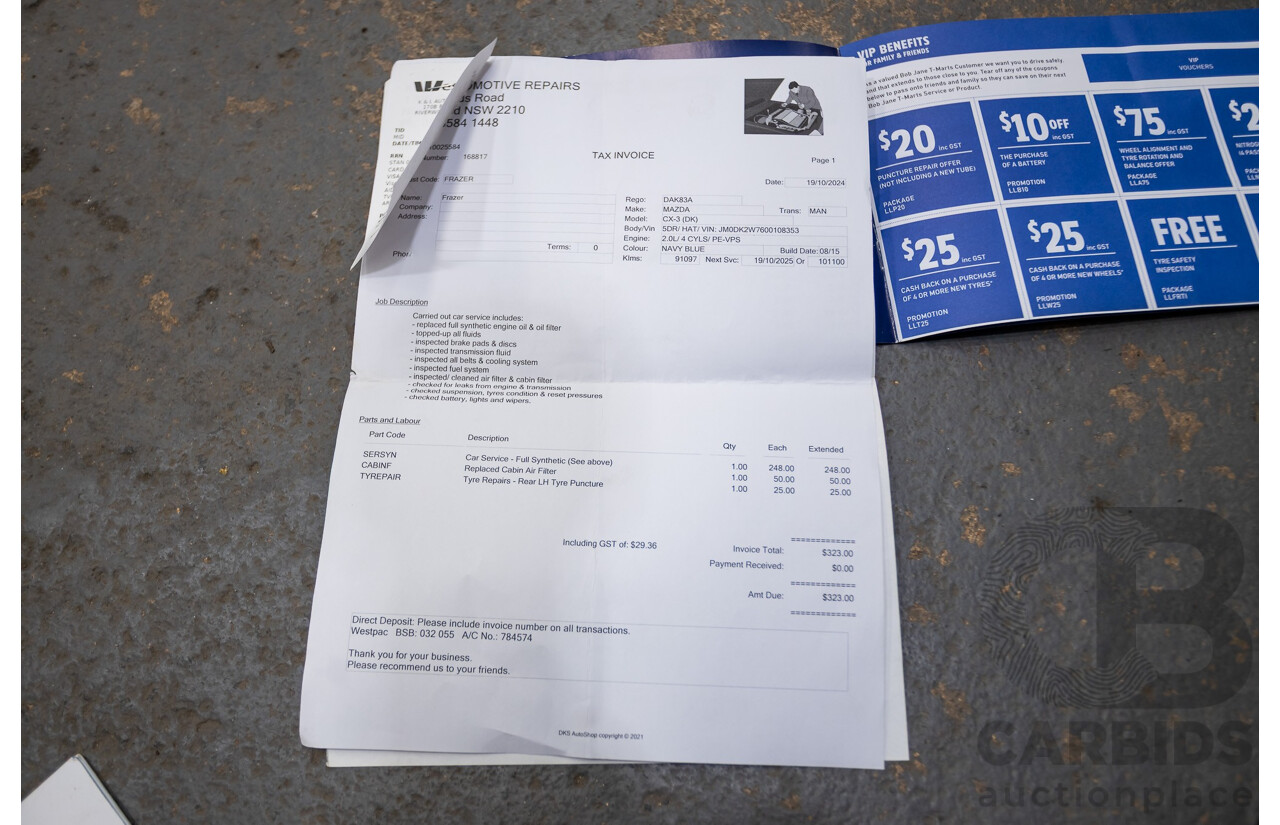 8/2015 Mazda CX-3 S-Touring DK Safety Pack 4d Wagon Deep Crystal Blue 2.0L