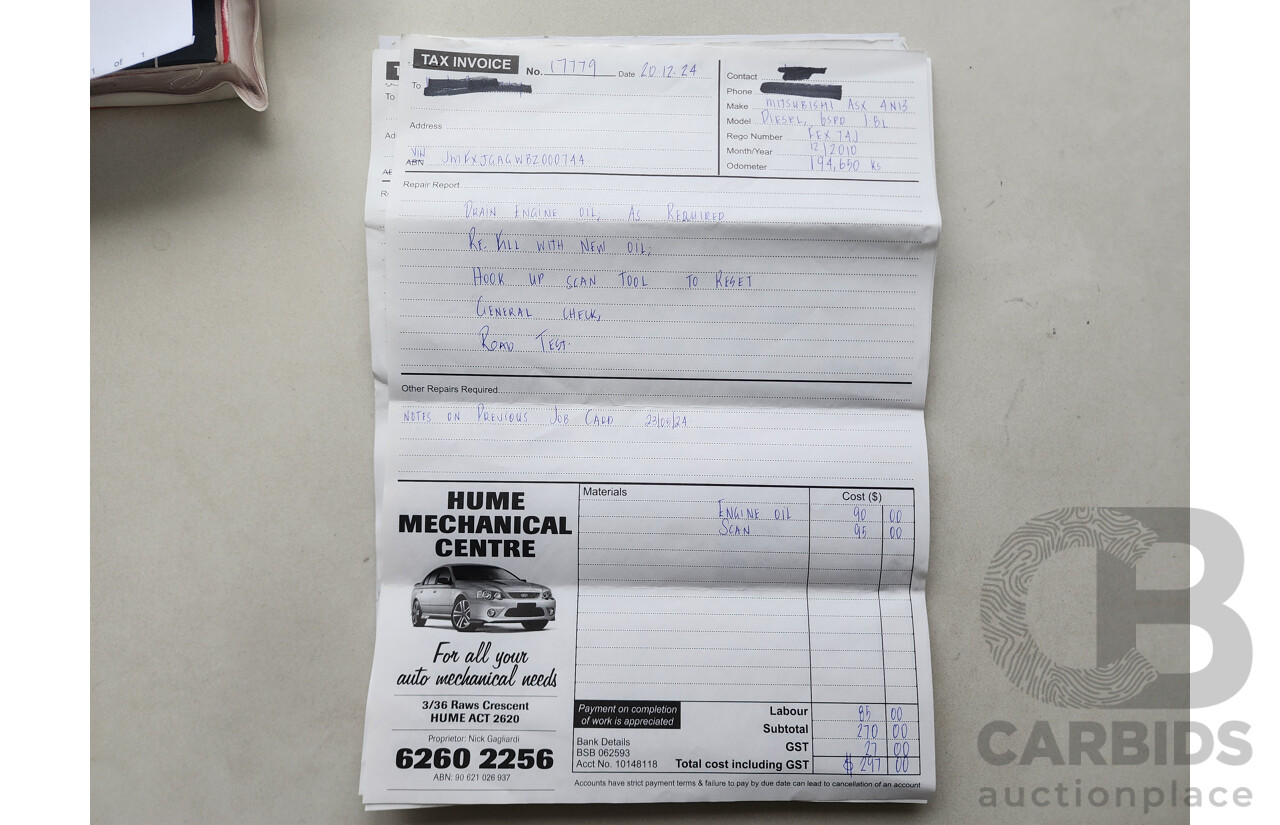 1/2011 Mitsubishi ASX Aspire (4wd) XA 4d Wagon Blue 1.8L