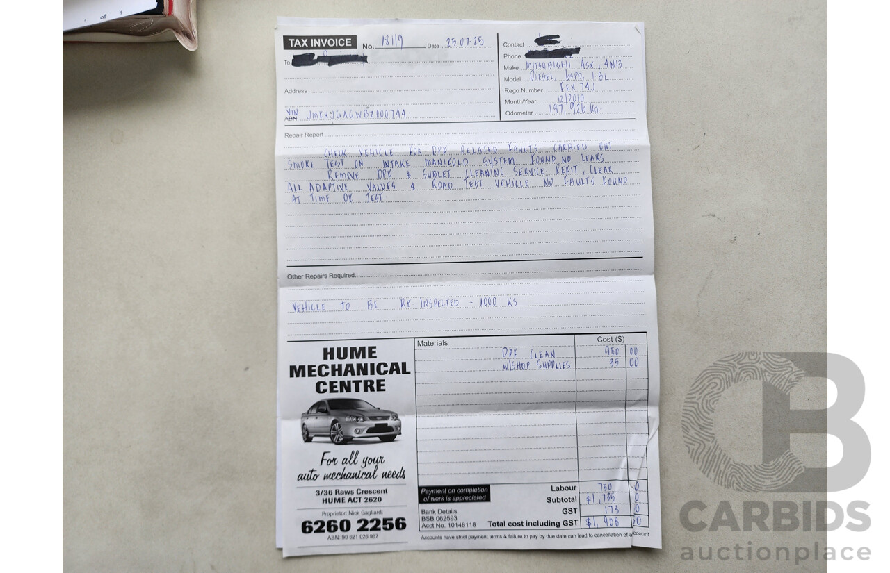 1/2011 Mitsubishi ASX Aspire (4wd) XA 4d Wagon Blue 1.8L