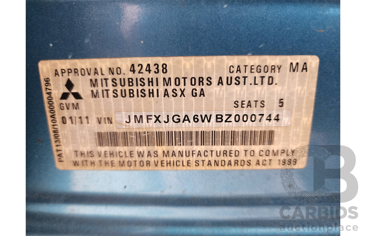 1/2011 Mitsubishi ASX Aspire (4wd) XA 4d Wagon Blue 1.8L