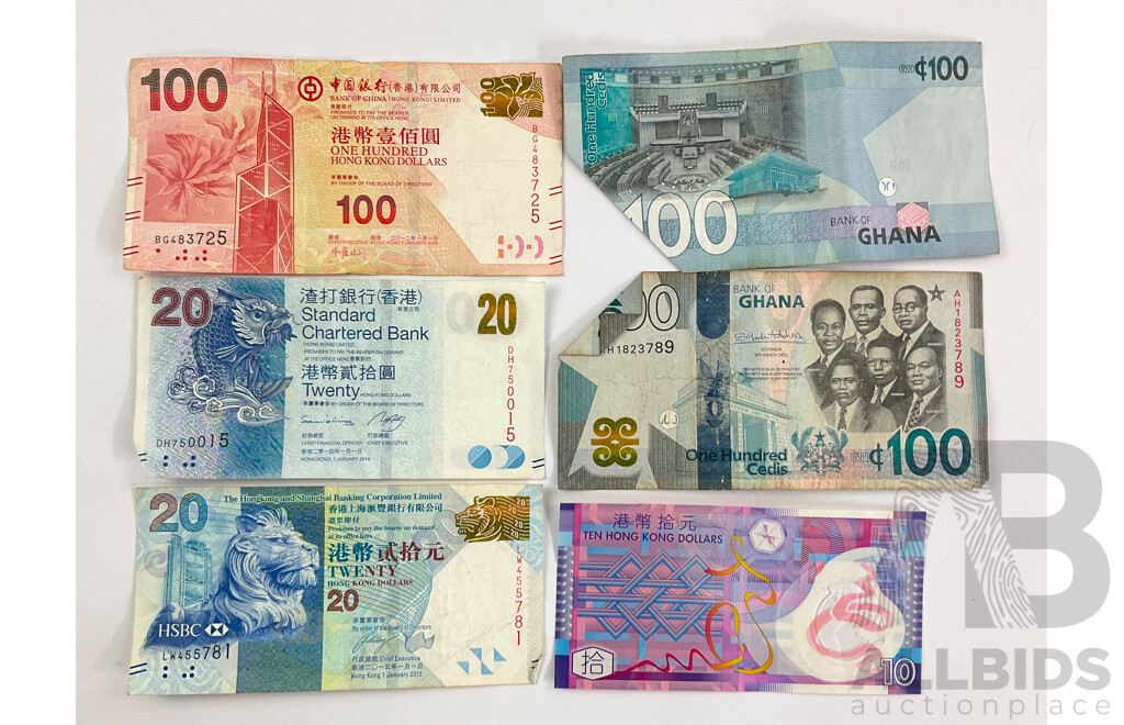 Hong Kong and Ghana Bank Notes