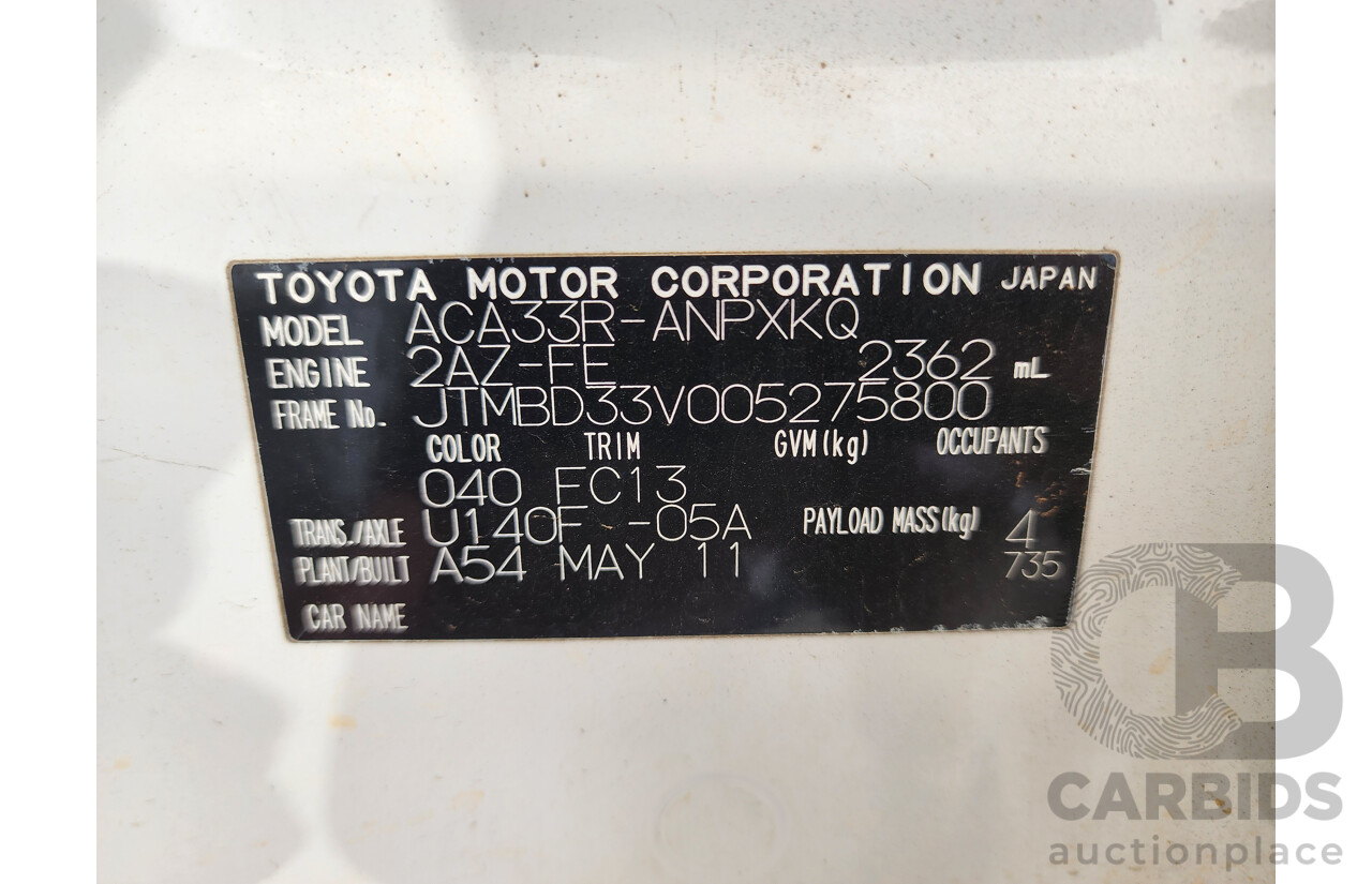 6/2011 Toyota Rav4 CV (4x4) ACA33R 08 UPGRADE 4d Wagon White 2.4L