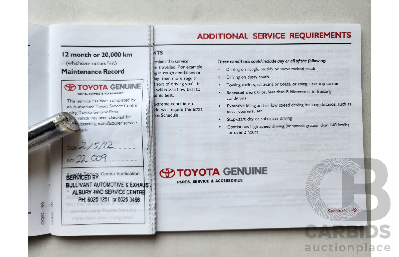 6/2011 Toyota Rav4 CV (4x4) ACA33R 08 UPGRADE 4d Wagon White 2.4L