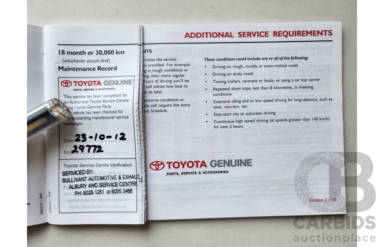 6/2011 Toyota Rav4 CV (4x4) ACA33R 08 UPGRADE 4d Wagon White 2.4L