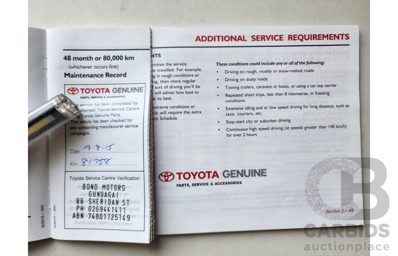6/2011 Toyota Rav4 CV (4x4) ACA33R 08 UPGRADE 4d Wagon White 2.4L