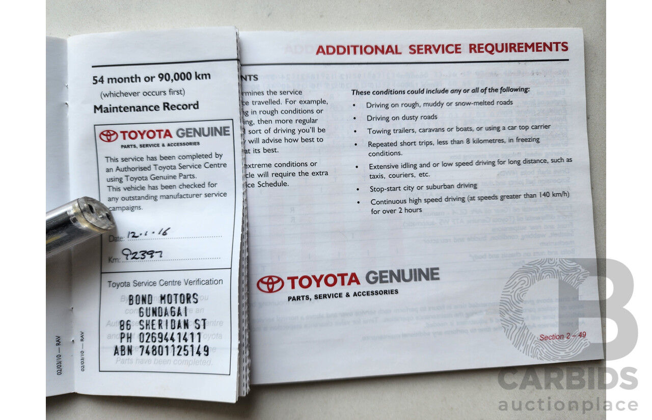6/2011 Toyota Rav4 CV (4x4) ACA33R 08 UPGRADE 4d Wagon White 2.4L