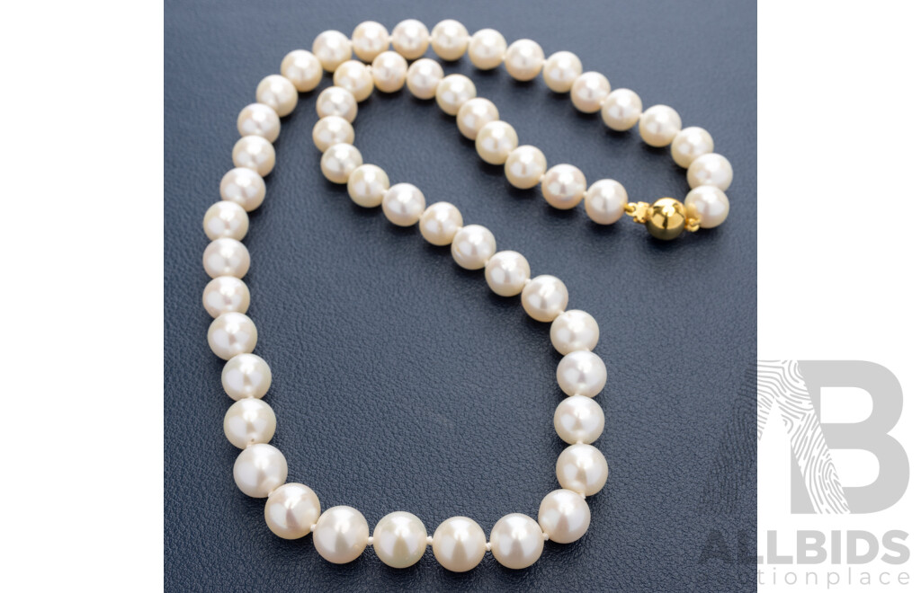 9ct Ball Clasp Freshwater Cultured Pearl Necklace, 8.0mm - 8.5mm, 46cm Long