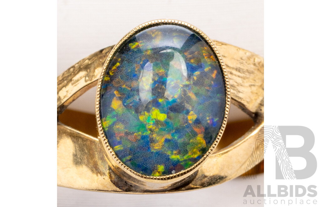 10ct Vintage Opal Triplet Ring, Size K, 2.62 Grams