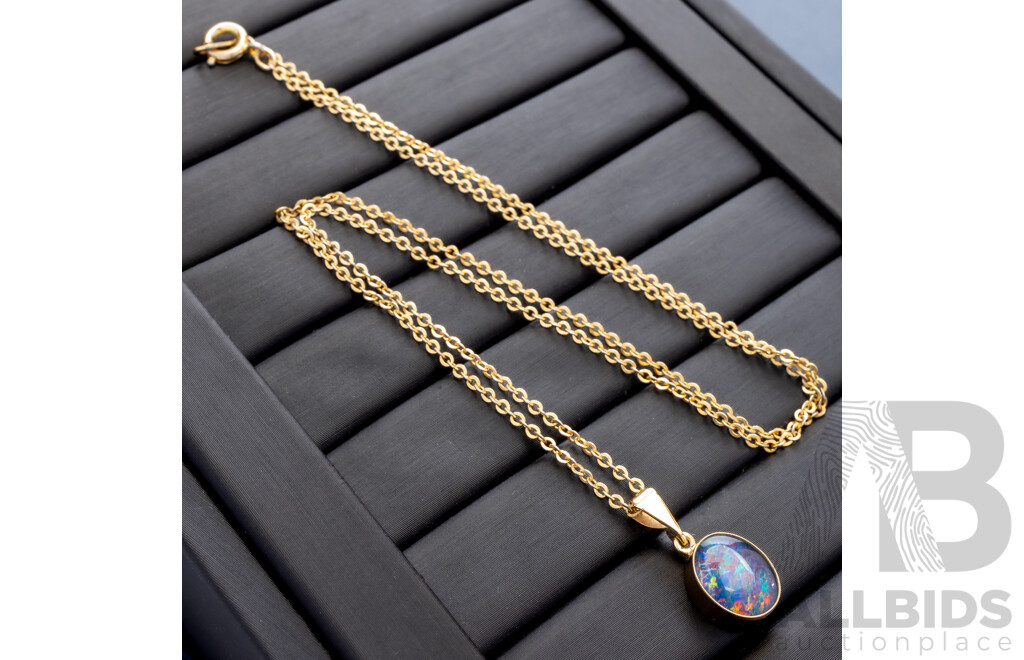 9ct Opal Triplet Pendant, 18mm Long, 0.91 Grams
