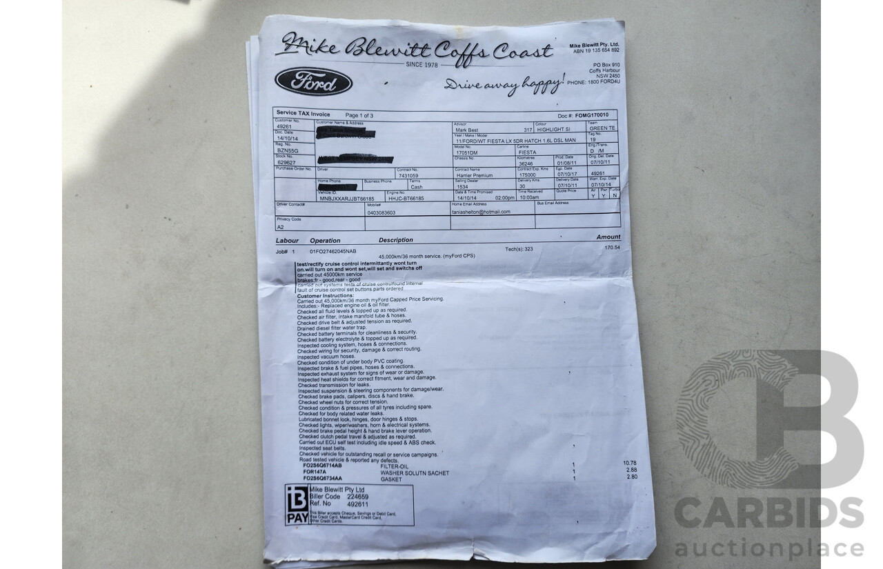 9/2011 Ford Fiesta LX WT 5d Hatchback Silver 1.6L
