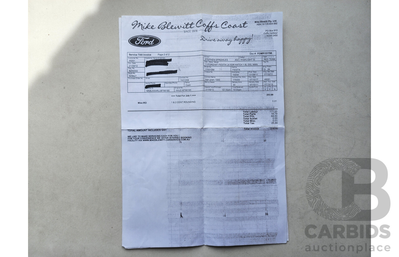 9/2011 Ford Fiesta LX WT 5d Hatchback Silver 1.6L
