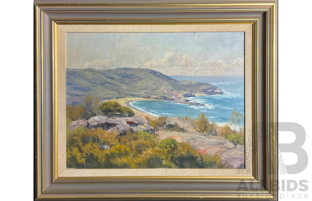 Framed Kasey Sealey, View to Gerrin Point, Killcare , Oil on Masonit