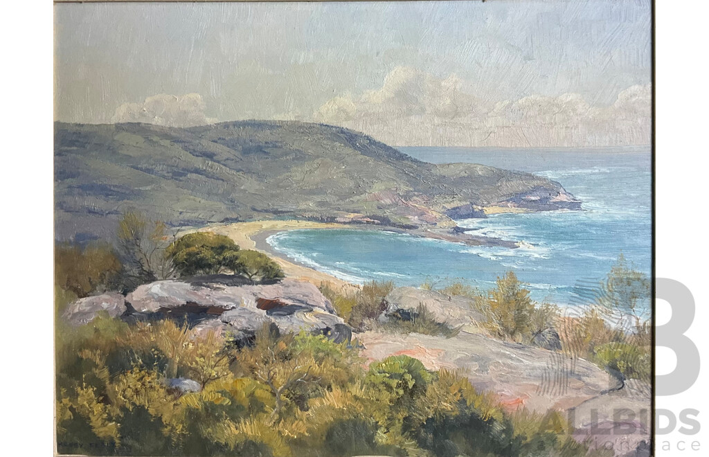 Framed Kasey Sealey, View to Gerrin Point, Killcare , Oil on Masonit