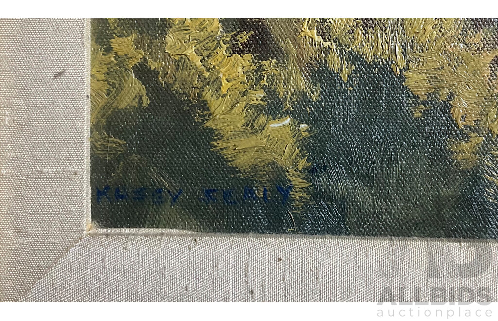 Framed Kasey Sealey, View to Gerrin Point, Killcare , Oil on Masonit